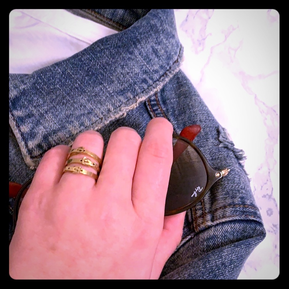 Gold stackable Michael Kors Belt Rings Set